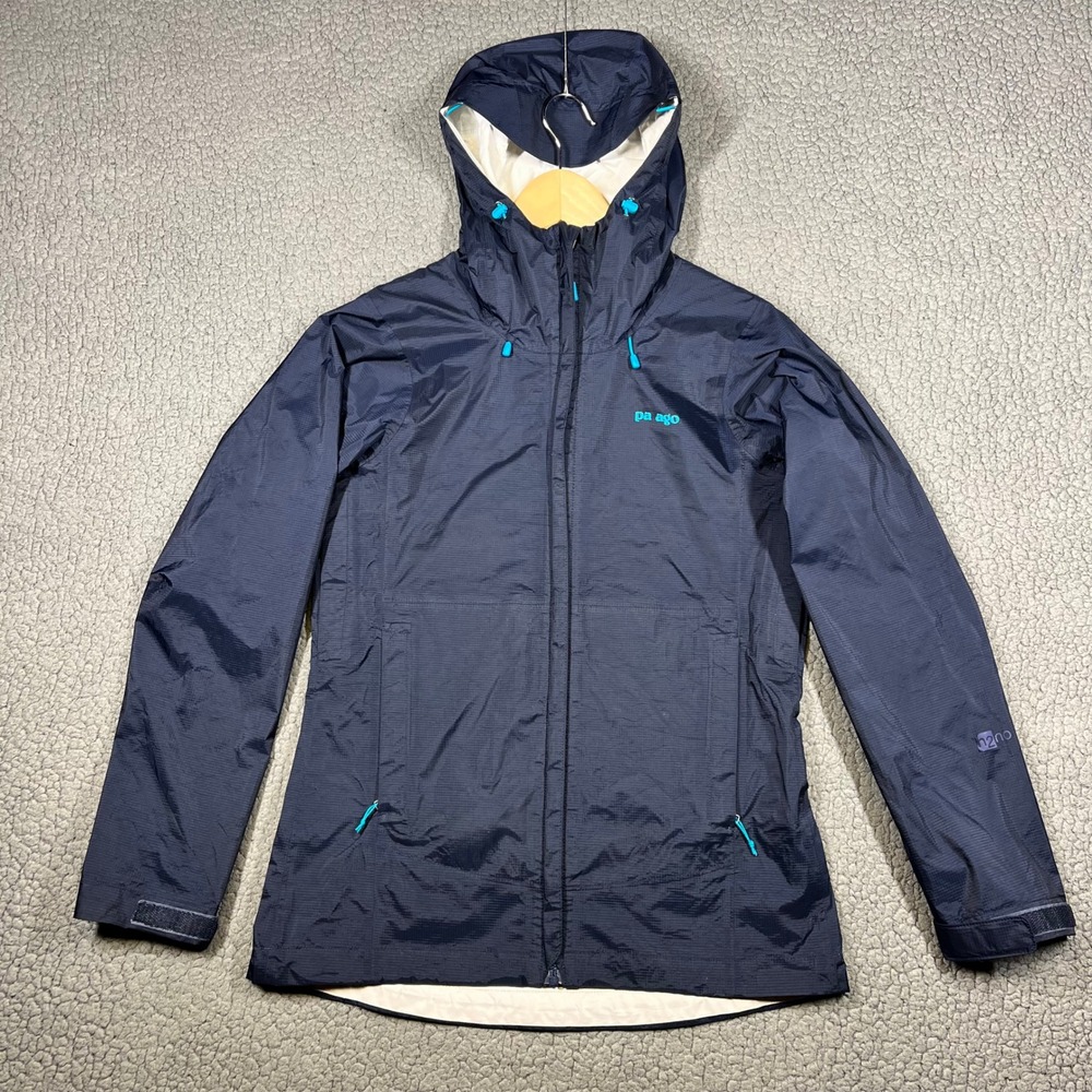 Patagonia‎ H2No Rain Jacket Womens XS Navy Blue Hooded Waterproof Shell Coat